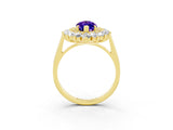 Yellow gold Marquise Cut Tanzanite Floral Double Halo Engagement Ring with Prong Setting_51