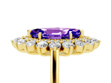 Yellow gold Marquise Cut Tanzanite Floral Double Halo Engagement Ring with Prong Setting_89