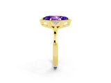 Yellow gold Marquise Cut Tanzanite Halo Ring with Tapered Band and Four-Prong Setting_2