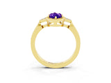 Yellow gold Marquise Cut Tanzanite Halo Ring with Tapered Band and Four-Prong Setting_3