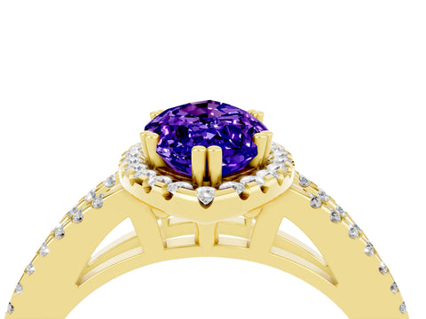 Yellow gold Marquise Cut Tanzanite Halo Split Shank Engagement Ring_16