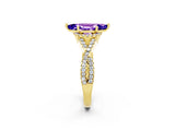 Yellow gold Marquise Cut Tanzanite Halo Twist Band Solitaire Prong Setting Ring_2