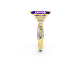 Yellow gold Marquise Cut Tanzanite  Halo Twist Band Solitaire Prong Setting Ring_38