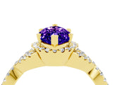 Yellow gold Marquise Cut Tanzanite  Halo Twist Band Solitaire Prong Setting Ring_40