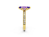 Yellow gold Marquise Cut Tanzanite Milgrain Pavé Engagement Ring with Four-Prong Setting_2