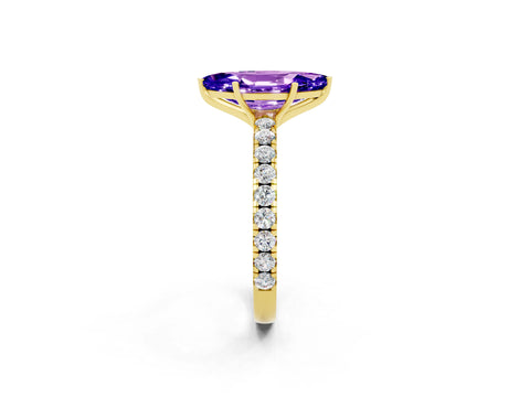 Yellow gold Marquise Cut Tanzanite Pavé Solitaire Engagement Ring with Four-Prong Setting_14
