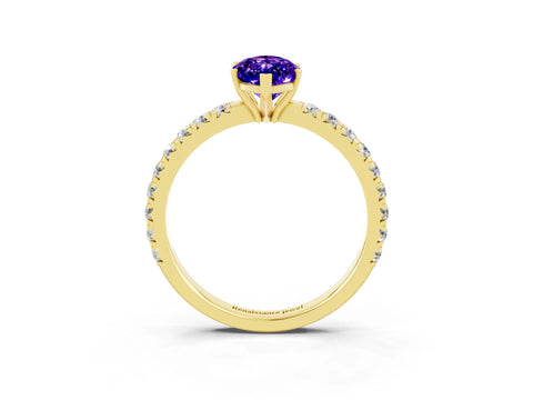 Yellow gold Marquise Cut Tanzanite Pavé Solitaire Engagement Ring with Four-Prong Setting_15