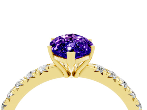 Yellow gold Marquise Cut Tanzanite Pavé Solitaire Engagement Ring with Four-Prong Setting_16