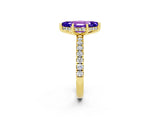 Yellow gold Marquise Cut Tanzanite Pave Band Solitaire Ring with Four-Prong Setting_14