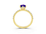 Yellow gold Marquise Cut Tanzanite Pave Band Solitaire Ring with Four-Prong Setting_15