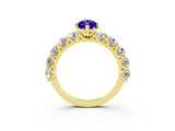 Yellow gold Marquise Cut Tanzanite Prong Setting with Side Stones on a Pave Band_3