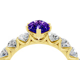 Yellow gold Marquise Cut Tanzanite Prong Setting with Side Stones on a Pave Band_4