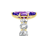 Yellow gold Marquise Cut Tanzanite Prong Setting with Side Stones on a Pave Band_5
