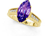 Yellow gold Marquise Cut Tanzanite Ring with Milgrain Pavé Band and Four-Prong Setting_13