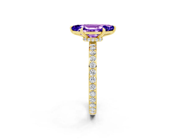 Yellow gold Marquise Cut Tanzanite Pavé Engagement Ring with Round  Accents and Prong Setting