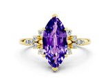 Yellow gold Marquise Cut Tanzanite Ring with Side Stones and Four-Prong Setting_36