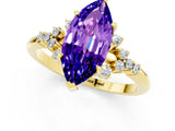 Yellow gold Marquise Cut Tanzanite Ring with Side Stones and Four-Prong Setting_37