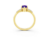 Yellow gold Marquise Cut Tanzanite Ring with Side Stones and Four-Prong Setting_39