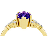 Yellow gold Marquise Cut Tanzanite Ring with Side Stones and Four-Prong Setting_40