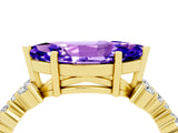 Yellow gold Marquise Cut Tanzanite Scattered Round Accent Ring with Prong Setting_16