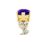 Yellow gold Marquise Cut Tanzanite Scattered Round Accent Ring with Prong Setting_17