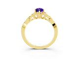 Yellow gold Marquise Cut Tanzanite Solitaire Celtic Knot Ring with Four-Prong Setting_15