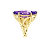 Yellow gold Marquise Cut Tanzanite Solitaire Celtic Knot Ring with Four-Prong Setting_17