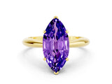 Yellow gold Marquise Cut Tanzanite Solitaire Engagement Ring with Cathedral Setting and Four-Prong Mount_24