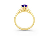 Yellow gold Marquise Cut Tanzanite Solitaire Engagement Ring with Cathedral Setting and Four-Prong Mount_27