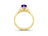 Yellow gold Marquise Cut Tanzanite Solitaire Engagement Ring with Cathedral Setting and Four-Prong Mount_33