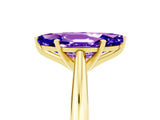 Yellow gold Marquise Cut Tanzanite Solitaire Engagement Ring with Cathedral Setting and Four-Prong Mount_35