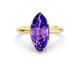 Yellow gold Marquise Cut Tanzanite Solitaire Engagement Ring with Cathedral Setting and Four-Prong Mount_66