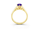 Yellow gold Marquise Cut Tanzanite Solitaire Engagement Ring with Cathedral Setting and Four-Prong Mount_69