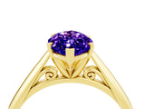 Yellow gold Marquise Cut Tanzanite Solitaire Engagement Ring with Cathedral Setting and Four-Prong Mount_70