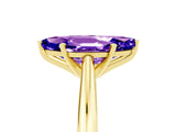 Yellow gold Marquise Cut Tanzanite Solitaire Engagement Ring with Cathedral Setting and Four-Prong Mount_71