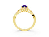 Yellow gold Marquise Cut Tanzanite Solitaire Engagement Ring with Celtic Knot Band and Four-Prong Setting_3