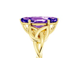 Yellow gold Marquise Cut Tanzanite Solitaire Engagement Ring with Celtic Knot Band and Four-Prong Setting_5