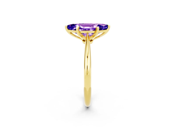 Yellow gold Marquise Cut Tanzanite Solitaire Engagement Ring with Classic Band and Four-Prong Setting