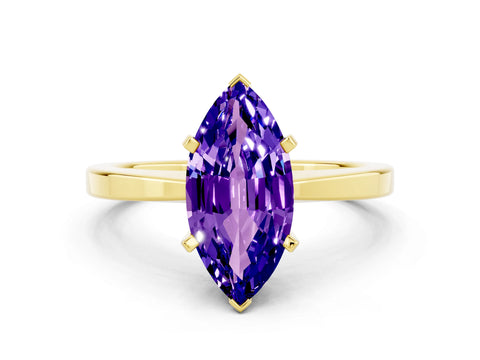 Yellow gold Marquise Cut Tanzanite Solitaire Engagement Ring with Classic Band and Four-Prong Setting_24