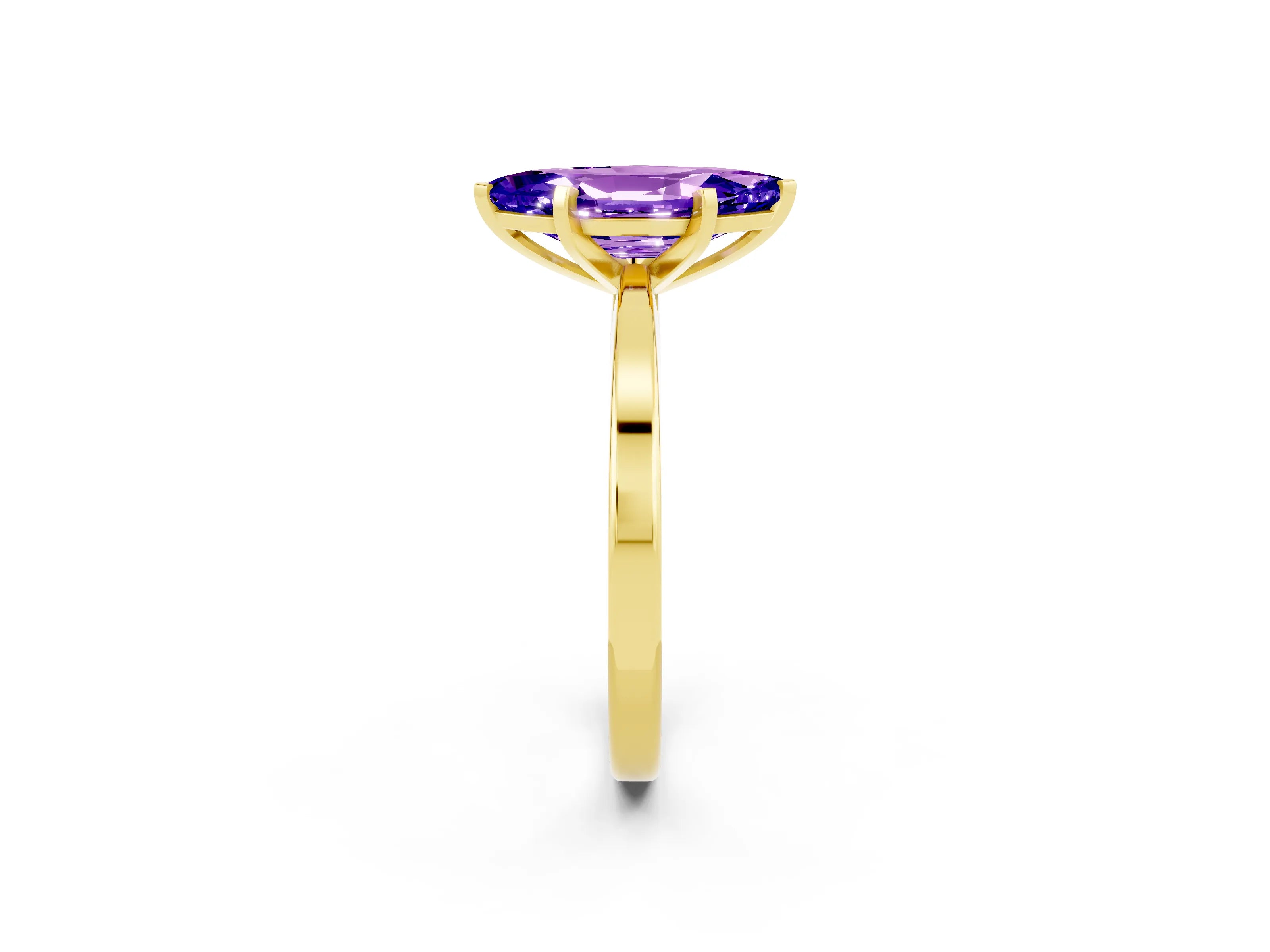 Yellow gold Marquise Cut Tanzanite Solitaire Engagement Ring with Classic Band and Four-Prong Setting_26