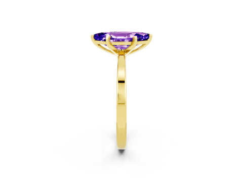 Yellow gold Marquise Cut Tanzanite Solitaire Engagement Ring with Classic Band and Four-Prong Setting_26