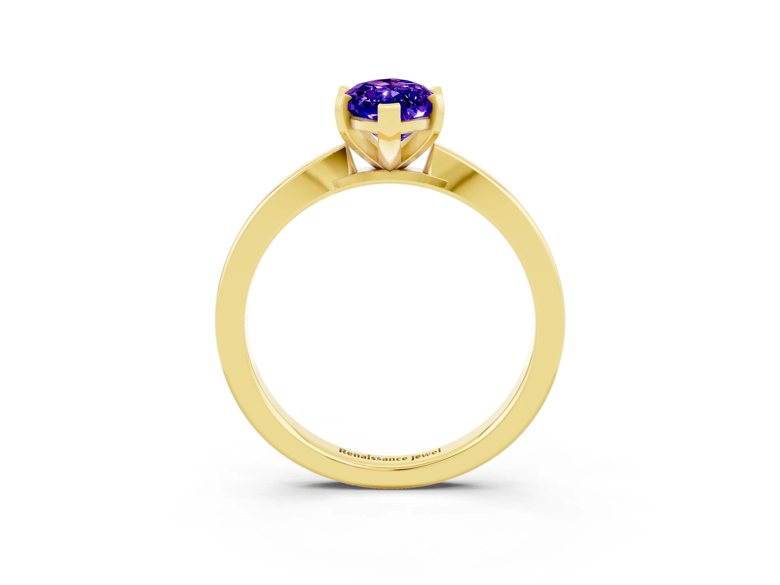 Yellow gold Marquise Cut Tanzanite Solitaire Engagement Ring with Classic Band and Four-Prong Setting_27