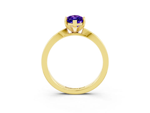 Yellow gold Marquise Cut Tanzanite Solitaire Engagement Ring with Classic Band and Four-Prong Setting_27