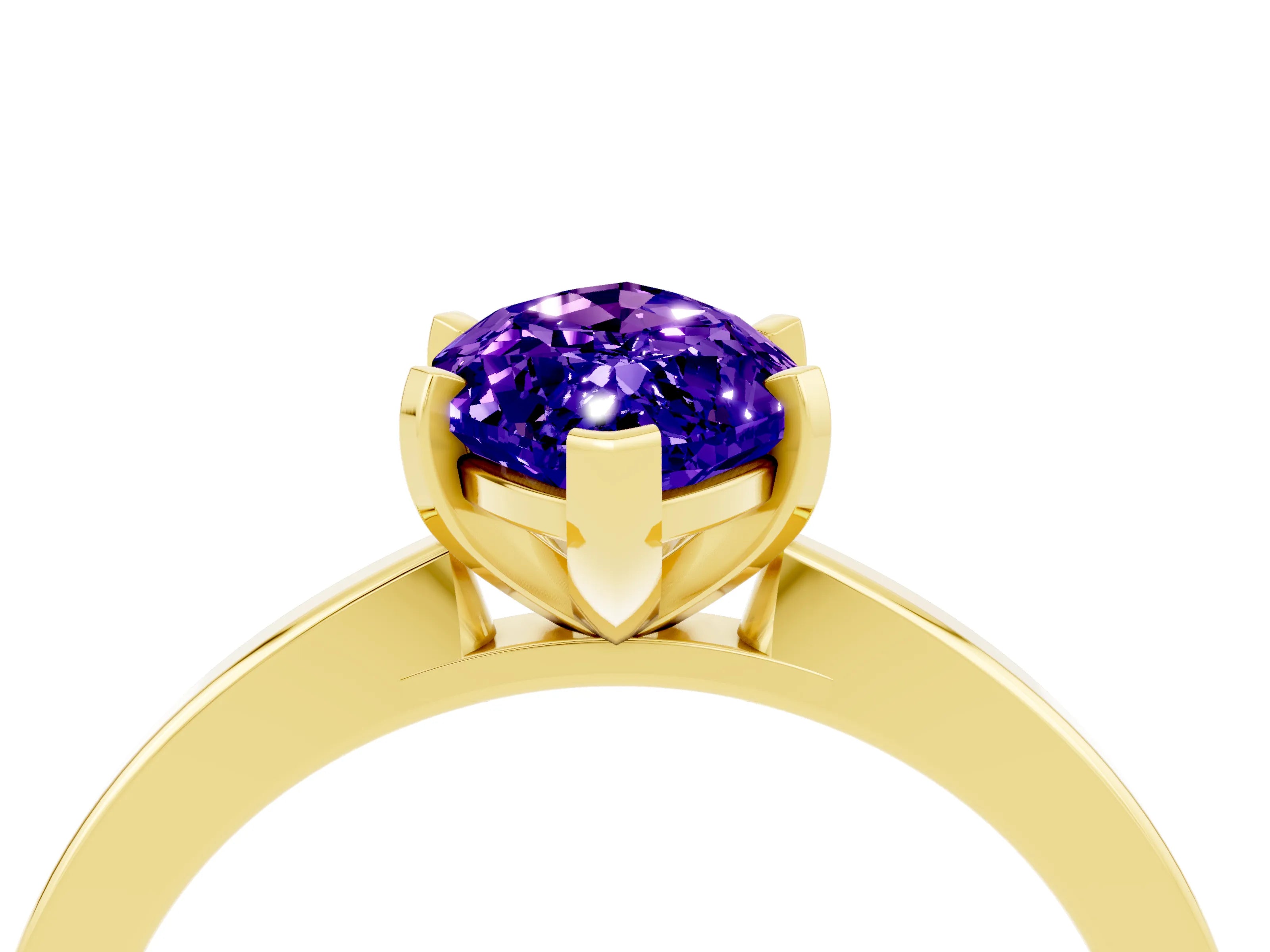 Yellow gold Marquise Cut Tanzanite Solitaire Engagement Ring with Classic Band and Four-Prong Setting_28
