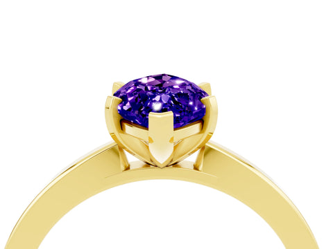 Yellow gold Marquise Cut Tanzanite Solitaire Engagement Ring with Classic Band and Four-Prong Setting_28