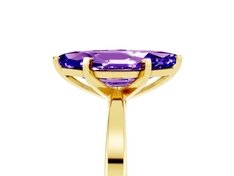 Yellow gold Marquise Cut Tanzanite Solitaire Engagement Ring with Classic Band and Four-Prong Setting_29