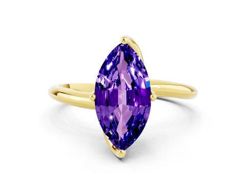 Yellow gold Marquise Cut Tanzanite Solitaire Engagement Ring with Four-Prong Setting and Classic Band_12