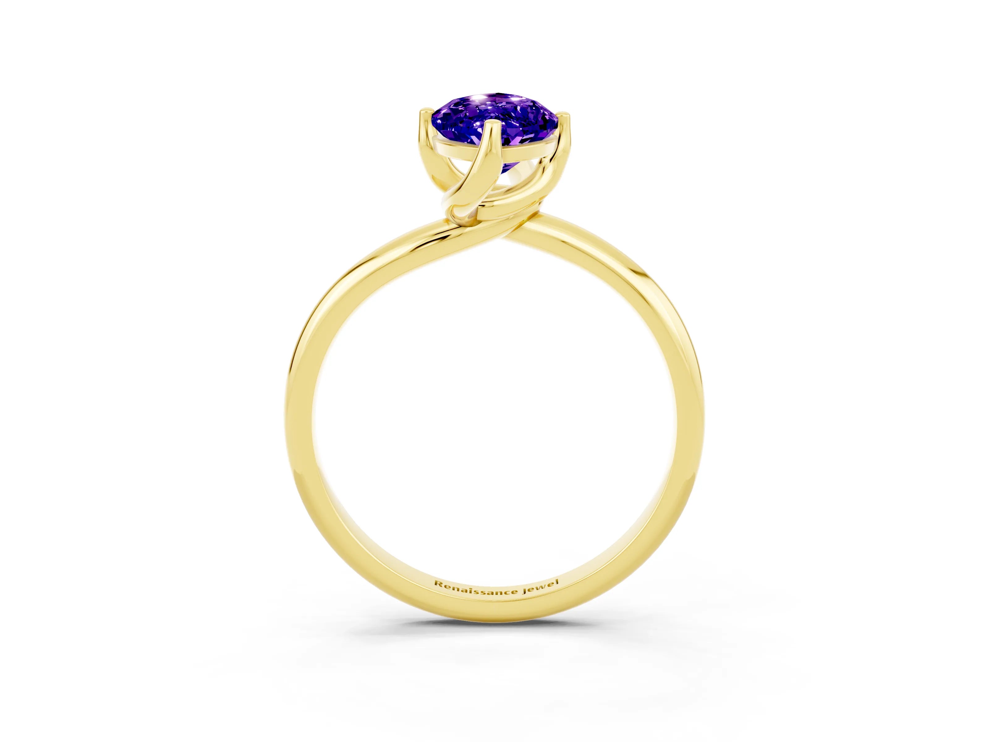 Yellow gold Marquise Cut Tanzanite Solitaire Engagement Ring with Four-Prong Setting and Classic Band_15
