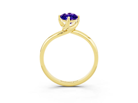 Yellow gold Marquise Cut Tanzanite Solitaire Engagement Ring with Four-Prong Setting and Classic Band_15