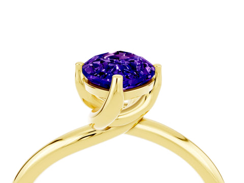 Yellow gold Marquise Cut Tanzanite Solitaire Engagement Ring with Four-Prong Setting and Classic Band_16